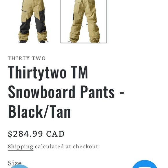 Thirty two black and tan men’s snowboarding pants 2023 BNWT - Picture 2 of 7